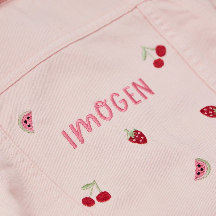 Personalised Red Berry Fruit Pink Denim Jacket