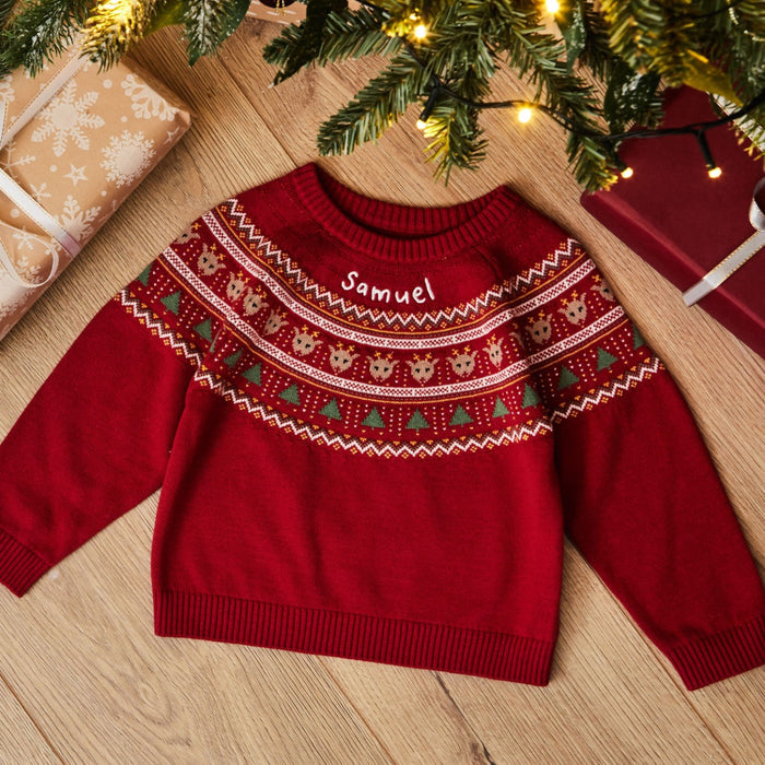 Personalised Red Fairisle Christmas Jumper