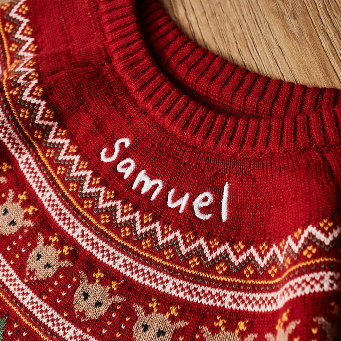 Personalised Red Fairisle Christmas Jumper