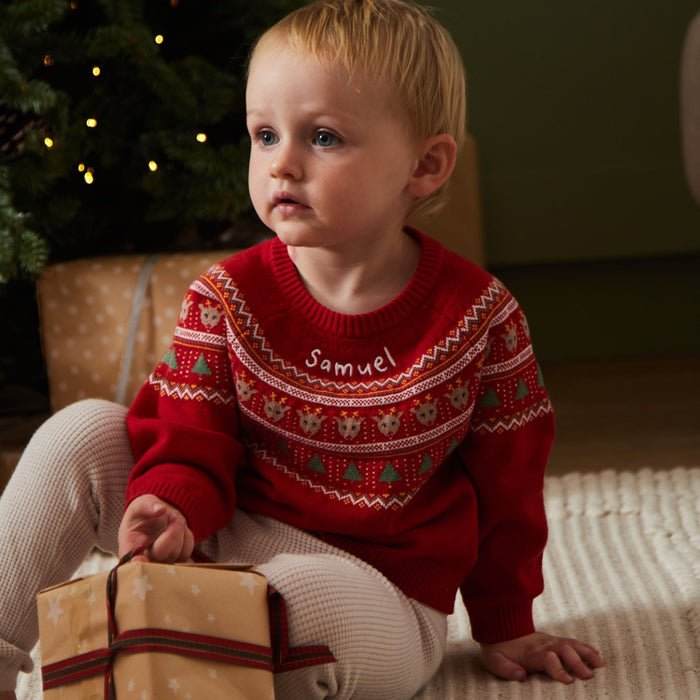 Personalised Red Fairisle Christmas Jumper
