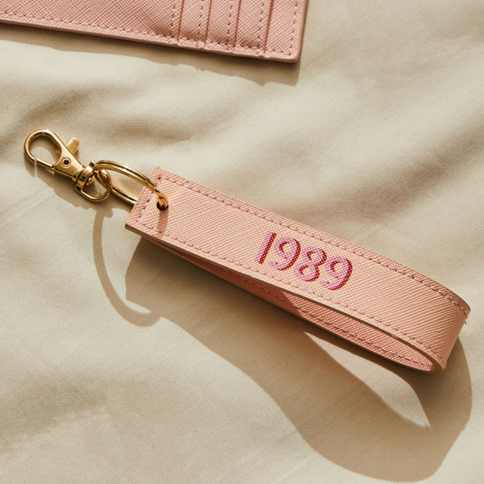 Personalised Retro Pink Keyring
