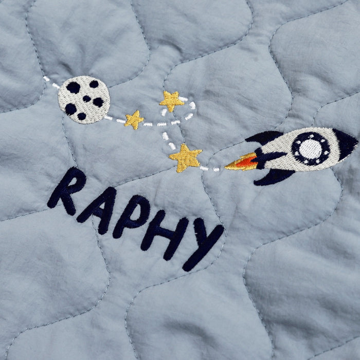 Personalised Rocket and Moon Blue Quilted Jacket