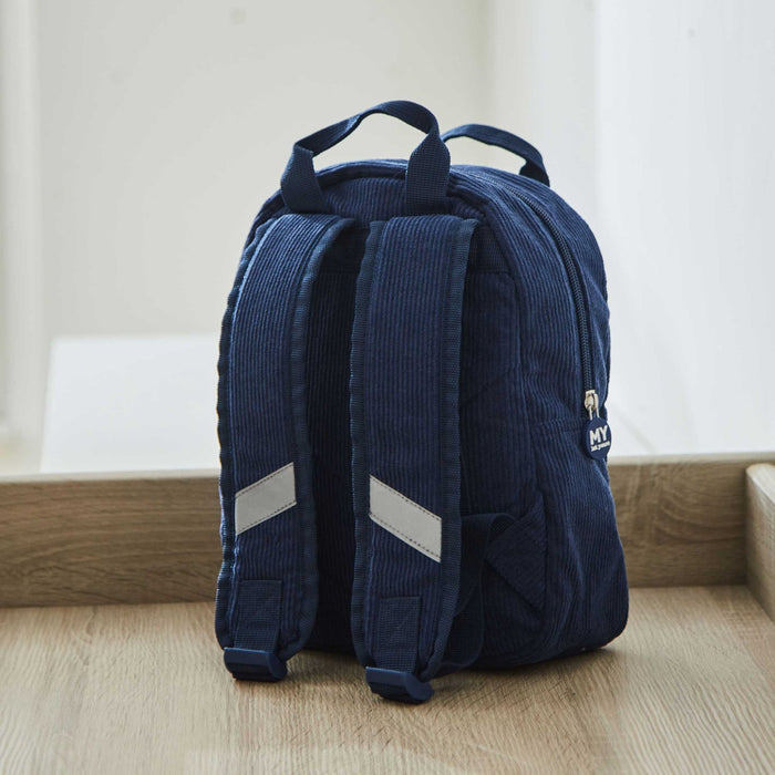Personalised Rocket Mini Navy Cord Backpack