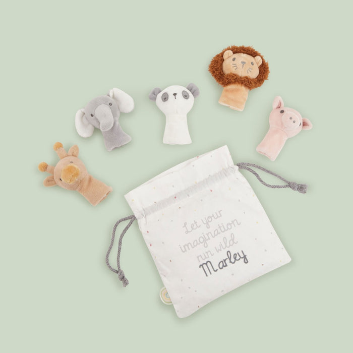 Personalised Safari and Farmyard Animals Finger Puppet Set