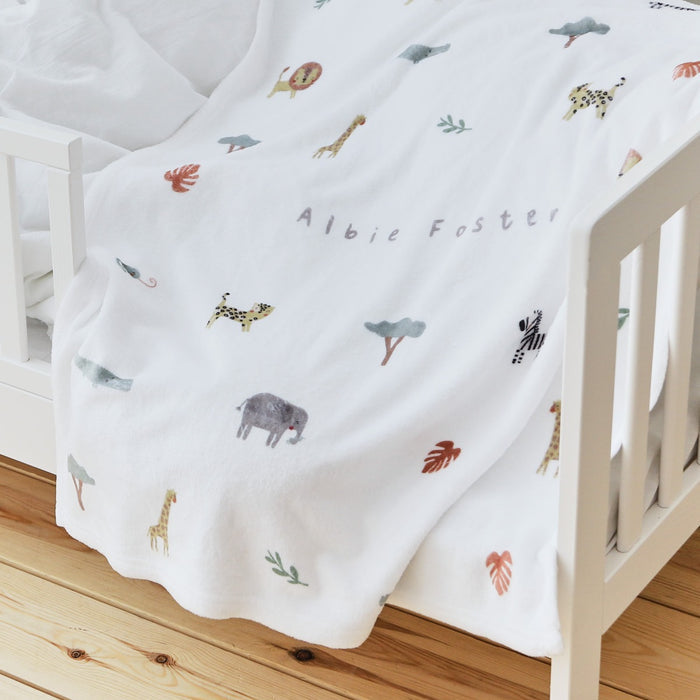 Personalised Safari Animal Print Fleece Blanket