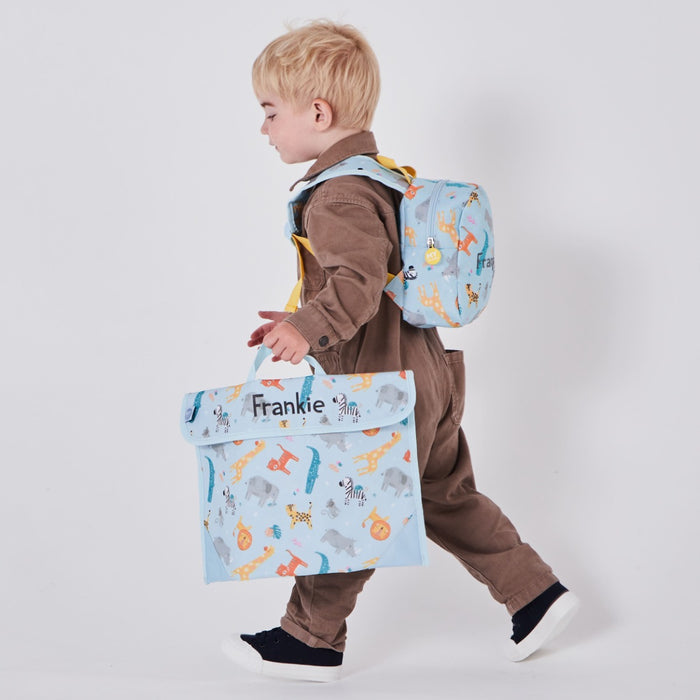 Personalised Safari Print Book Bag