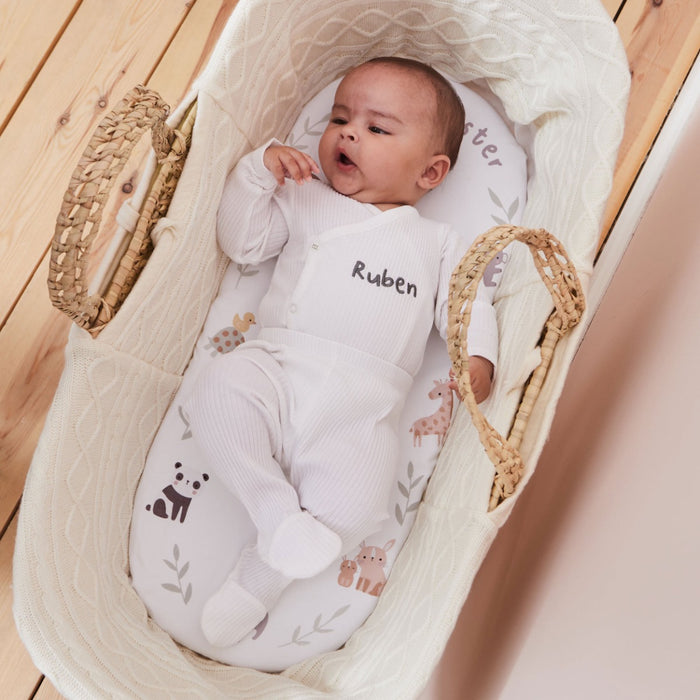 Personalised Safari Print Moses Basket Sheet
