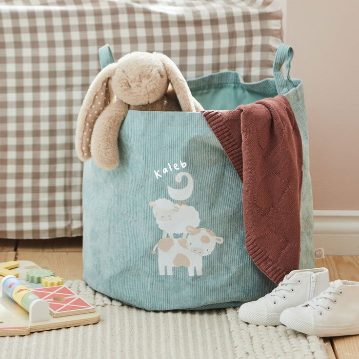 Personalised Sage Animal Stack Large Storage Bag