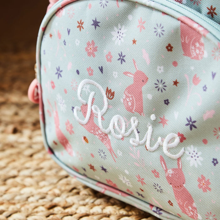Personalised Sage Bunny Print Medium Grab Handle Backpack