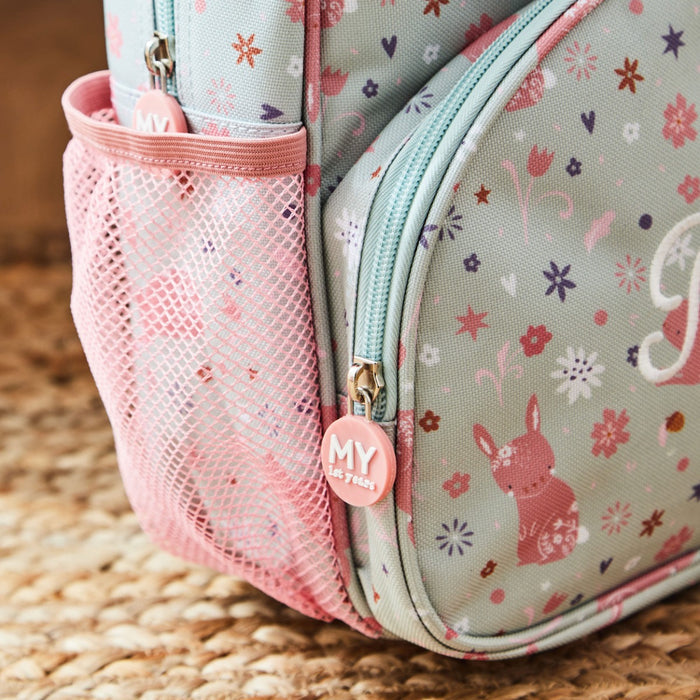 Personalised Sage Bunny Print Medium Grab Handle Backpack