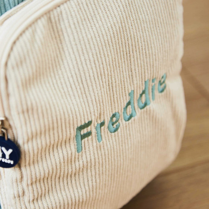 Personalised Sage Cord Backpack with Grab Handle
