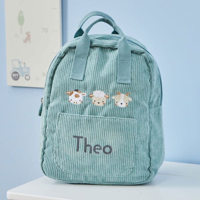 Personalised Sage Fun On The Farm Cord Mini Backpack
