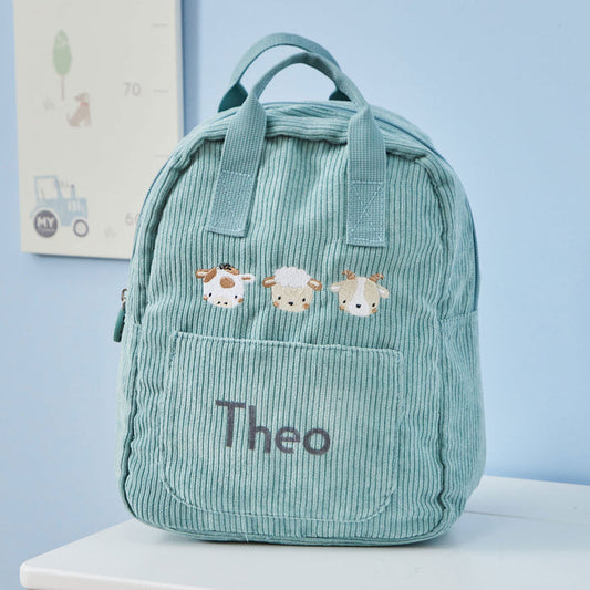 Personalised Sage Fun On The Farm Cord Mini Backpack