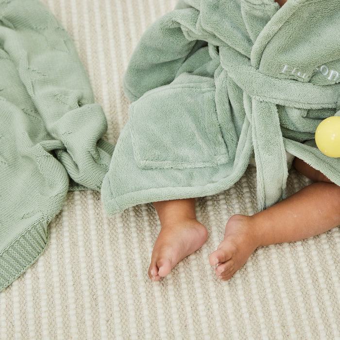 Personalised Sage Green Fleece Robe