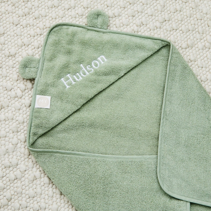 Personalised Sage Green Small Hooded Towel