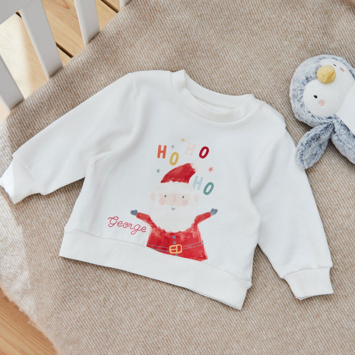 Personalised Santa Ho Ho Ho Ecru Sweatshirt