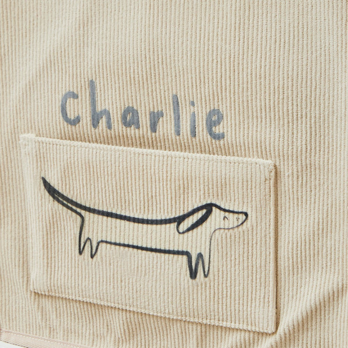 Personalised Sausage Dog Ecru Storage Cube