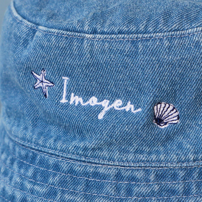 Personalised Seashell Denim Bucket Hat