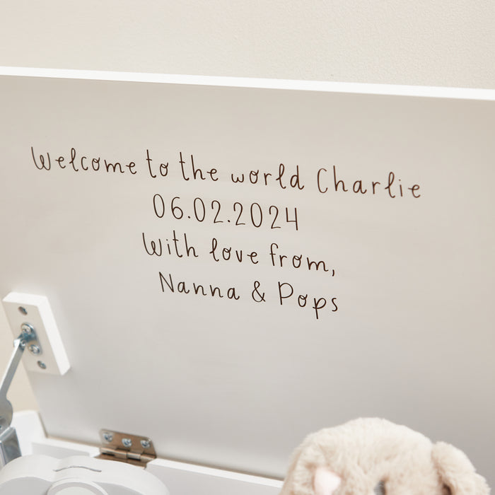Personalised Small White Safari Animal Toy Box