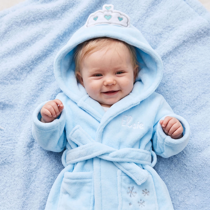 Personalised Snow Princess Blue Hooded Fleece Robe