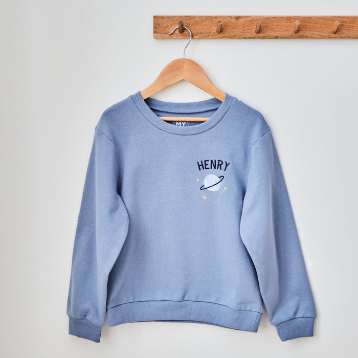 Personalised Space Design Blue Sweatshirt