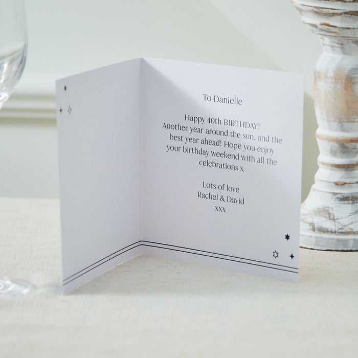 Personalised Sparkle 40th Birthday Card