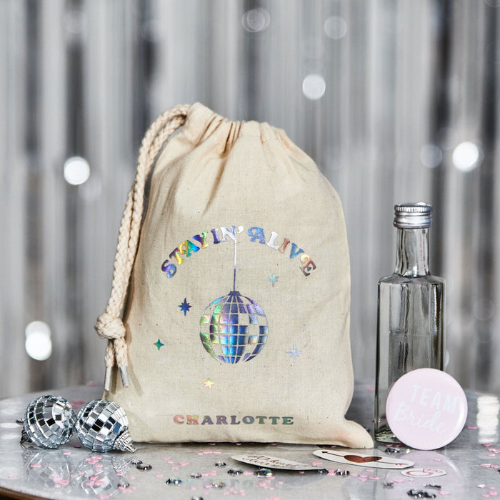 Personalised Stayin' Alive Hen Party drawstring Gift Bag