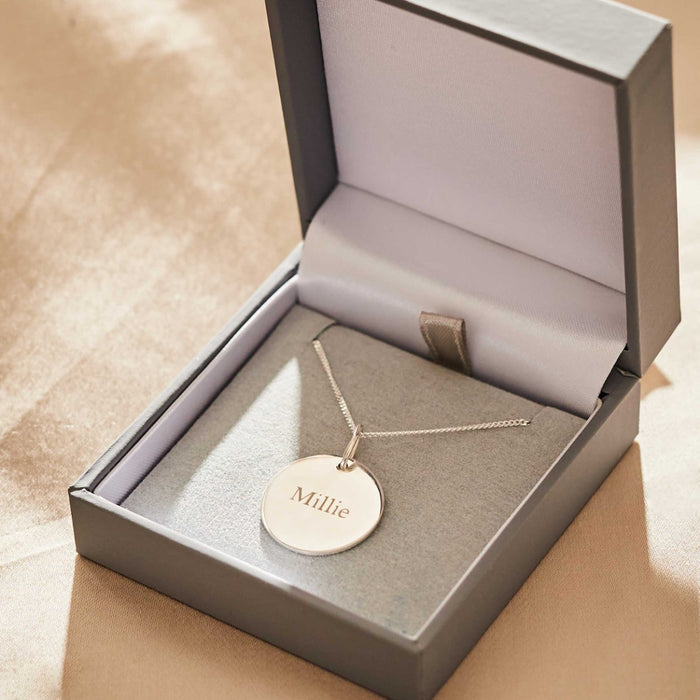 Personalised Sterling Silver Disc Necklace