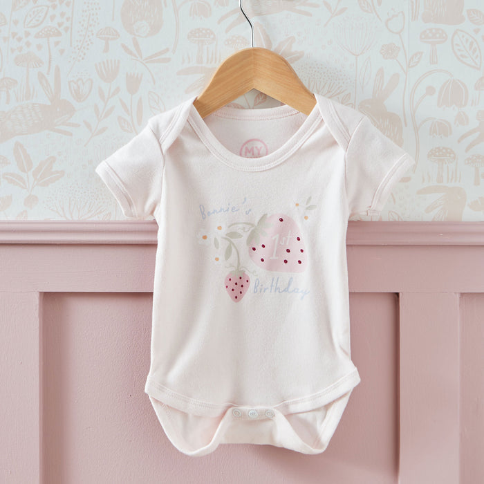 Personalised Strawberry Pink Birthday Bodysuit