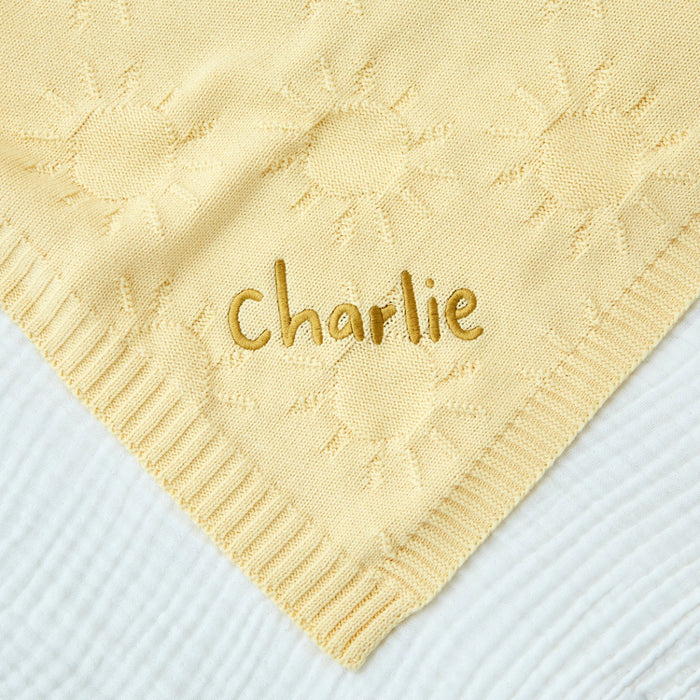 Personalised Sun Sunshine Yellow Jacquard Baby Blanket