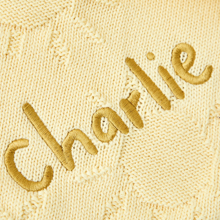 Personalised Sun Sunshine Yellow Jacquard Baby Blanket