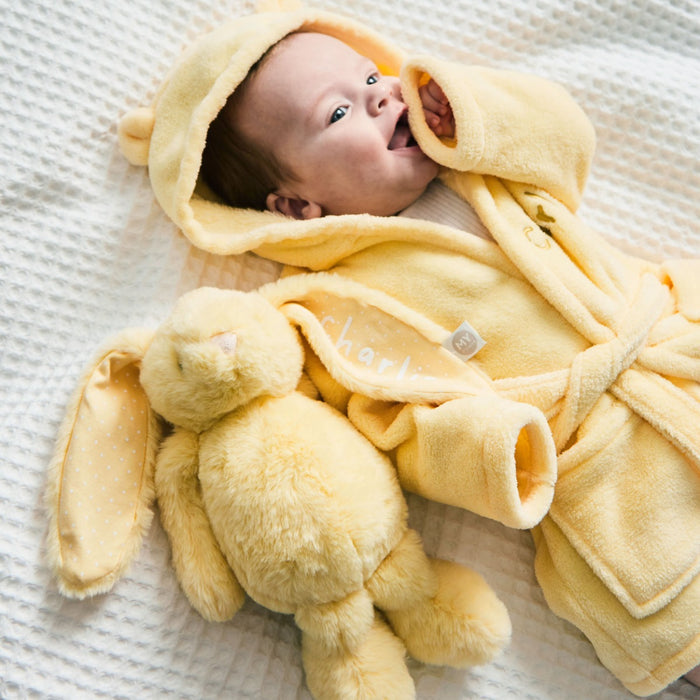 Personalised Sunshine Yellow Fleece Robe With Ears