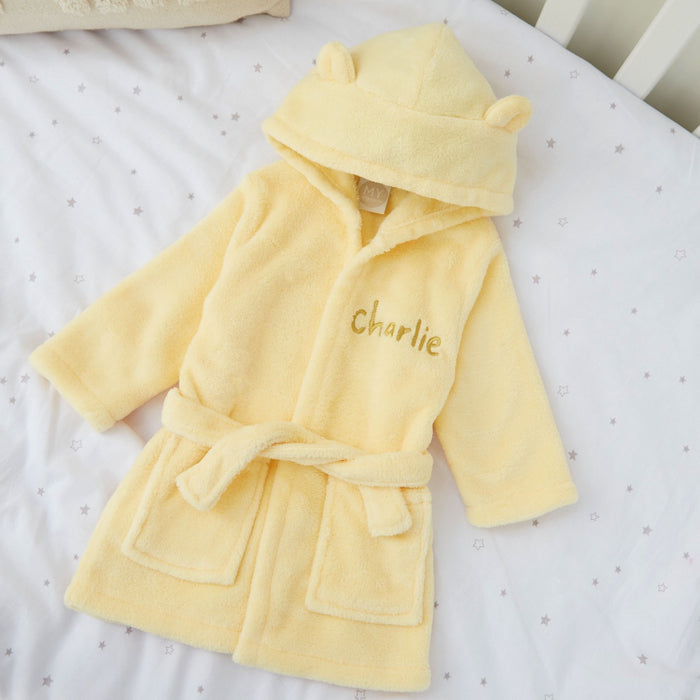 Personalised Sunshine Yellow Fleece Robe With Ears