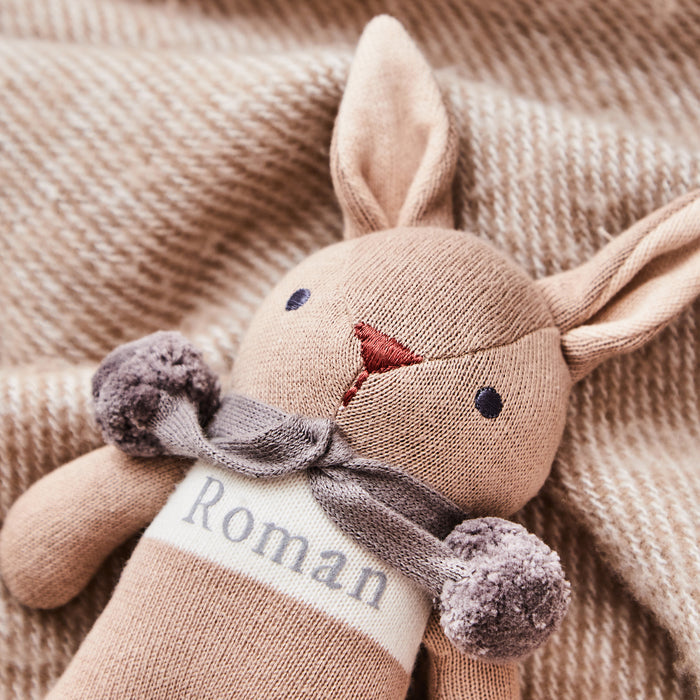 Personalised Taupe ThreadBear Bunny Toy & Comforter Set