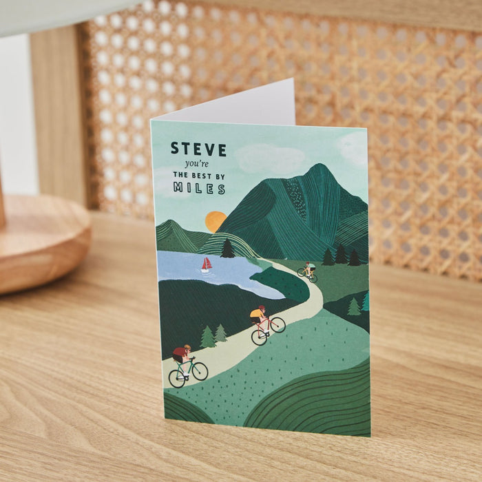 Personalised The Best By Miles Bike Greeting Card