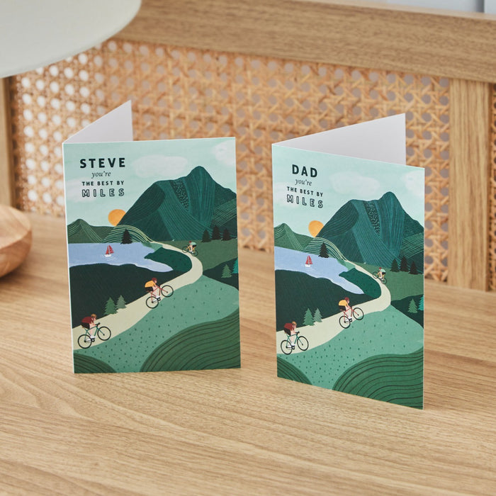 Personalised The Best By Miles Bike Greeting Card