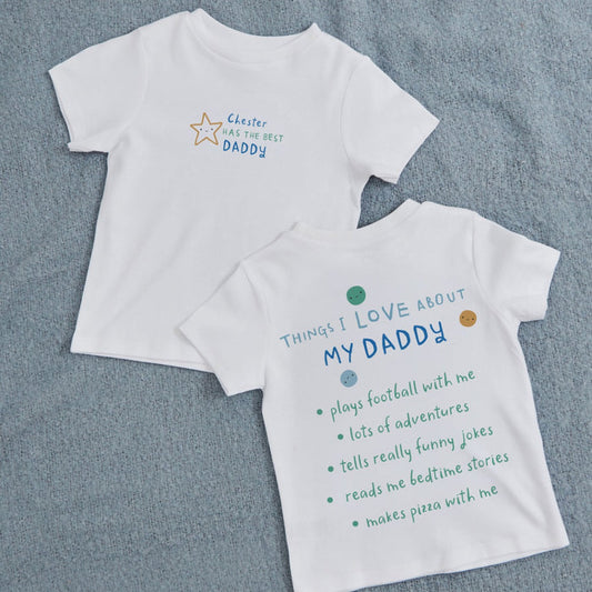 Personalised Things I Love About My Dad T-Shirt in Blue