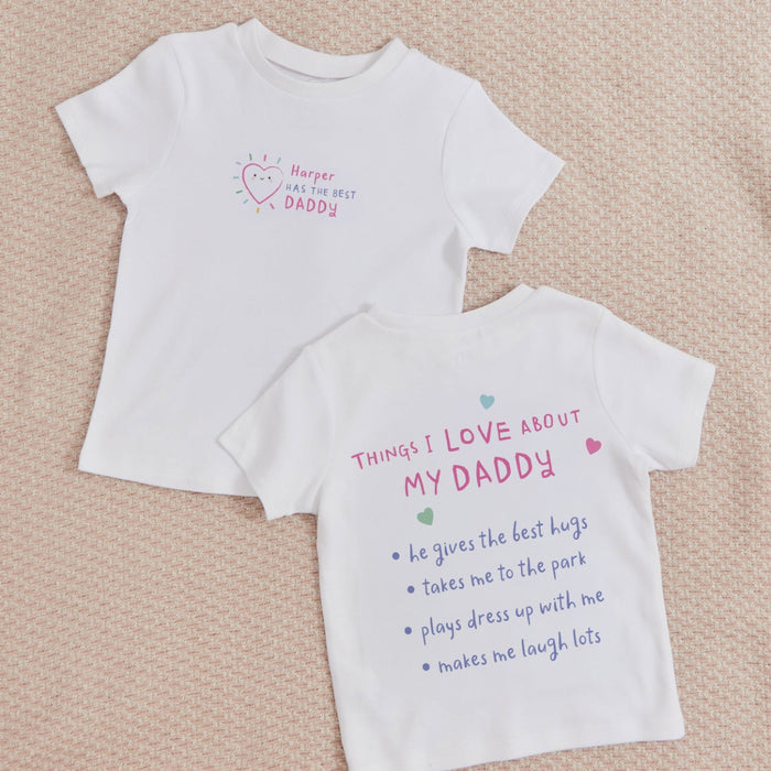 Personalised Things I Love About My Dad T-Shirt in Pink