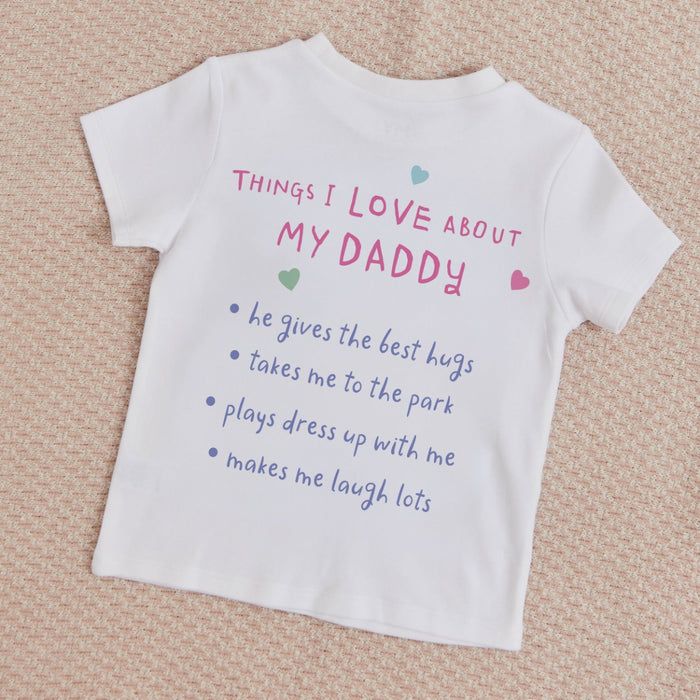 Personalised Things I Love About My Dad T-Shirt in Pink
