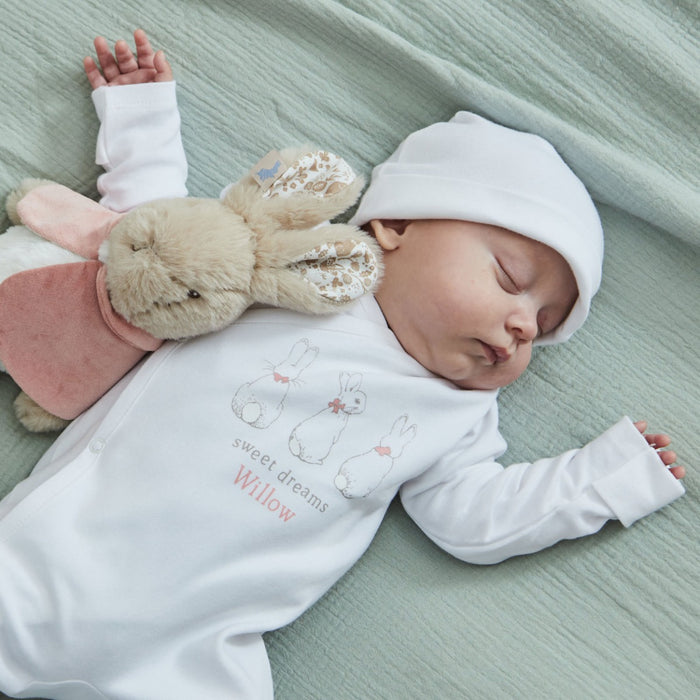 Personalised Three Flopsy™ Bunny Wrap Sleepsuit & Hat Set