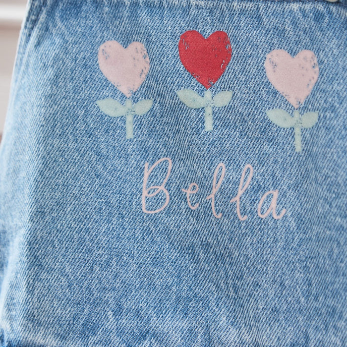 Personalised Three Tulip Denim Pinny Dress
