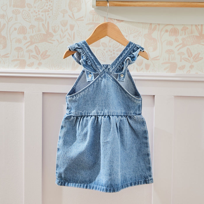 Personalised Three Tulip Denim Pinny Dress