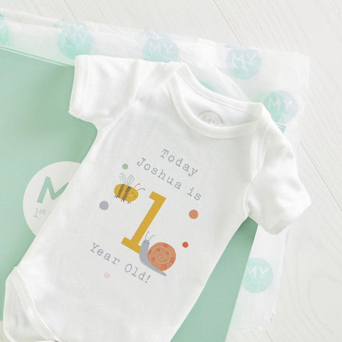 Personalised ‘Today is 1’ White Milestone Bodysuit