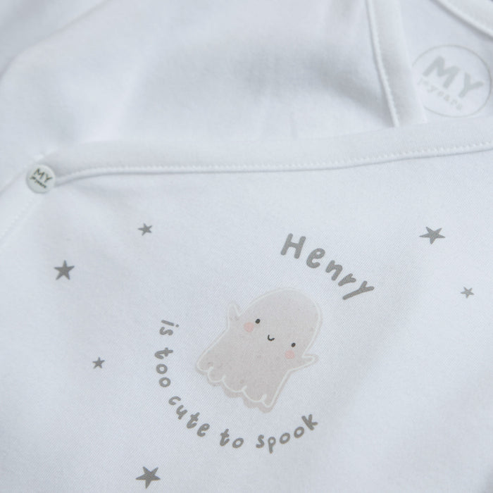 Personalised Too Cute To Spook Wrap Sleepsuit & Hat Set