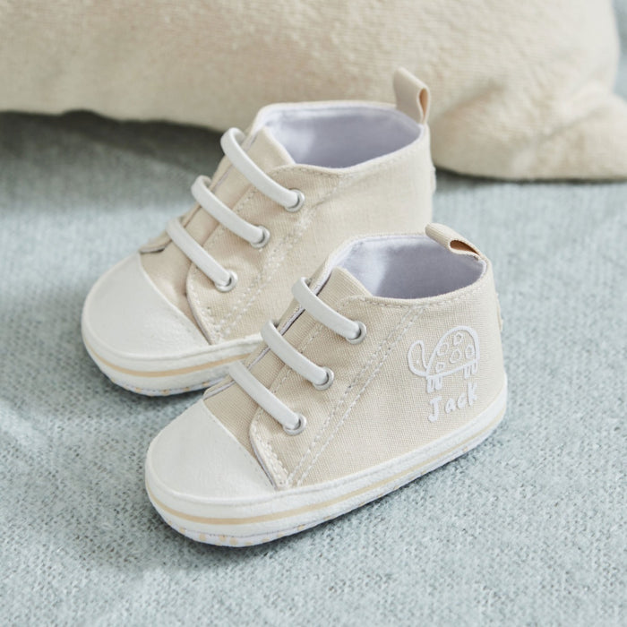 Personalised Tortoise White Baby High Top Trainers