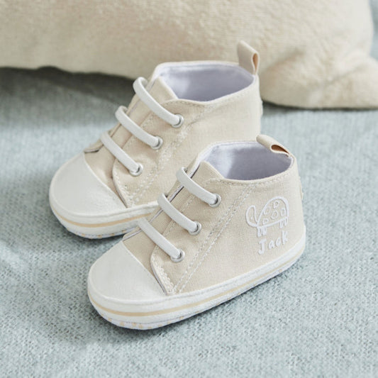 Personalised Tortoise White Baby High Top Trainers