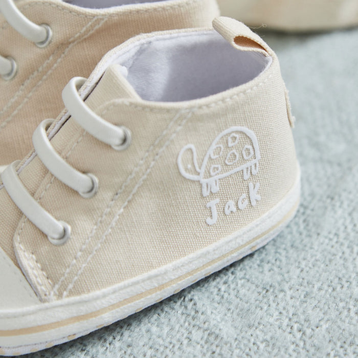 Personalised Tortoise White Baby High Top Trainers