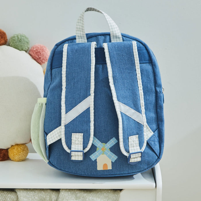 Personalised Tractor Denim Medium Character Backpack