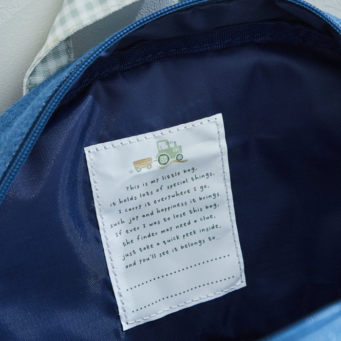 Personalised Tractor Denim Medium Character Backpack