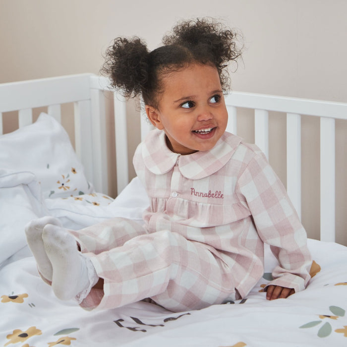 Personalised Traditional Pink Checkered Pyjama Set